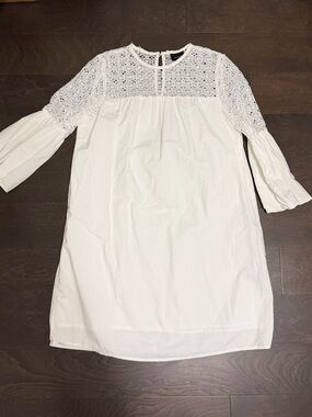 Who What Wear White Crochet Yoke Mini Dress